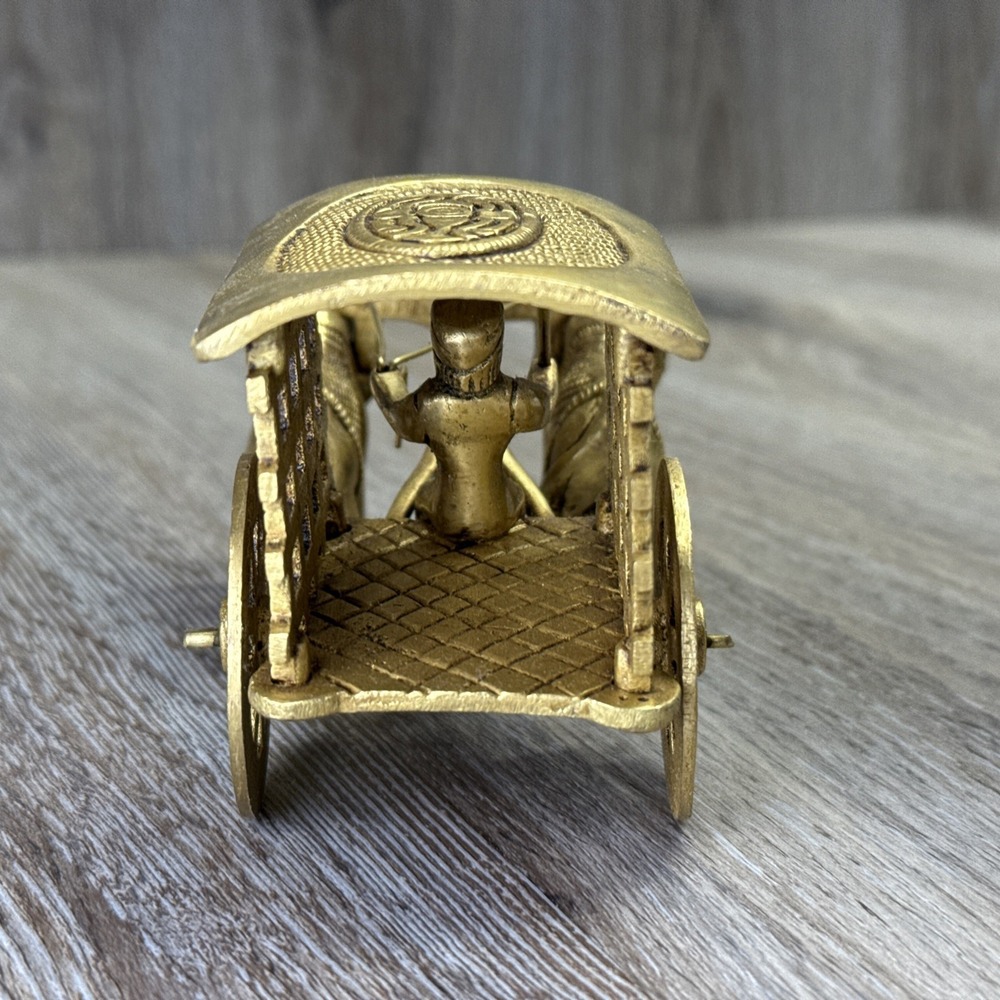 VTG Brass Bullock Cart Traditional India Craftsmanship Design~ 7" x 3.5" x 3.25" - Picture 7 of 16